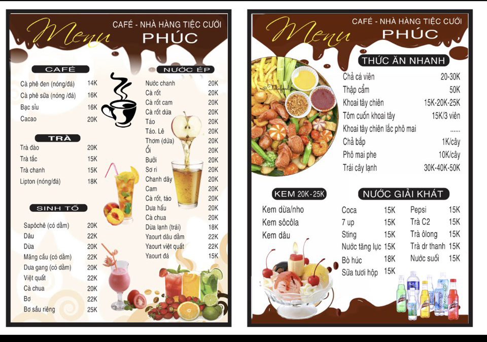 CAFÉ NHÀ HÀNG TIỆC CƯỚI PHÚC